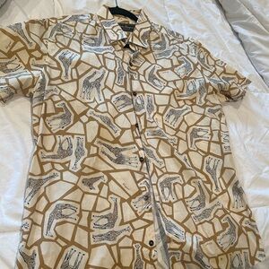 Men's Ferragamo Tan and Black Giraffe Print Shirt